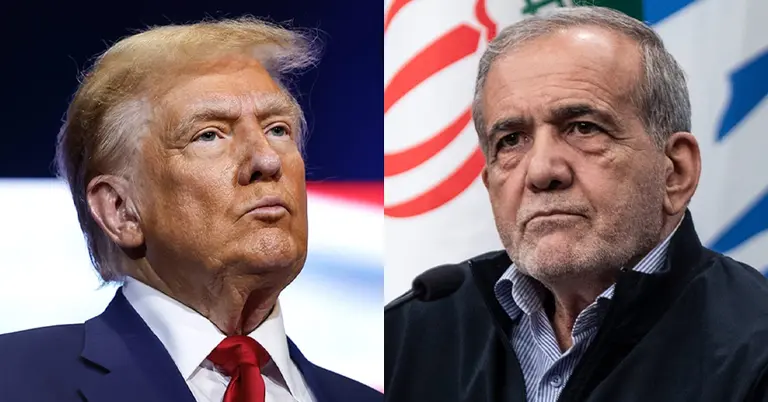 ডোনাল্ড ট্রাম্প ও মাসুদ পেজেশকিয়ান